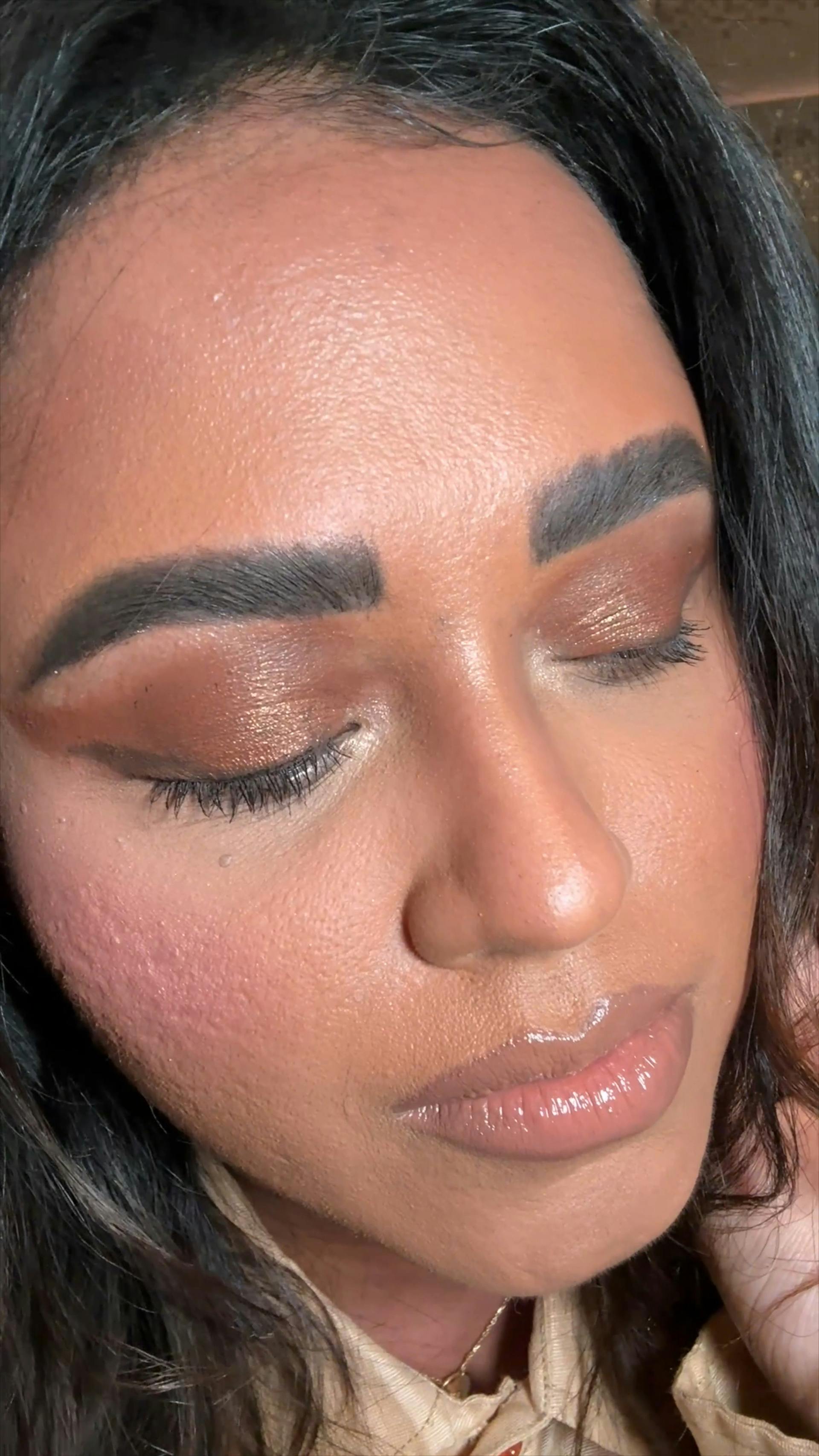 Full face of Nars makeup, Nars foundation, blush, Nars blush, bronzer, soft glam, glow glam,