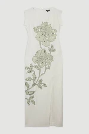 Premium Summer Embellished Applique Tailored Maxi Dress | Karen Millen