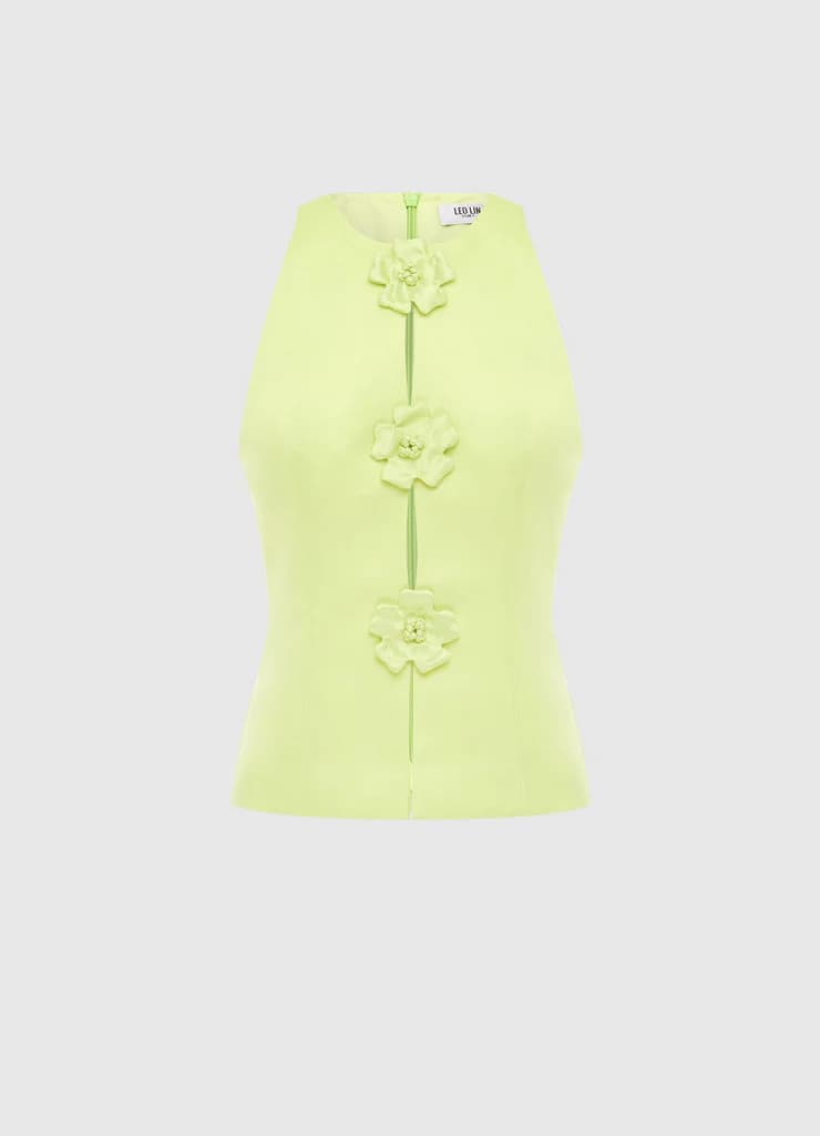 Amelia Petal Top - Chartreuse