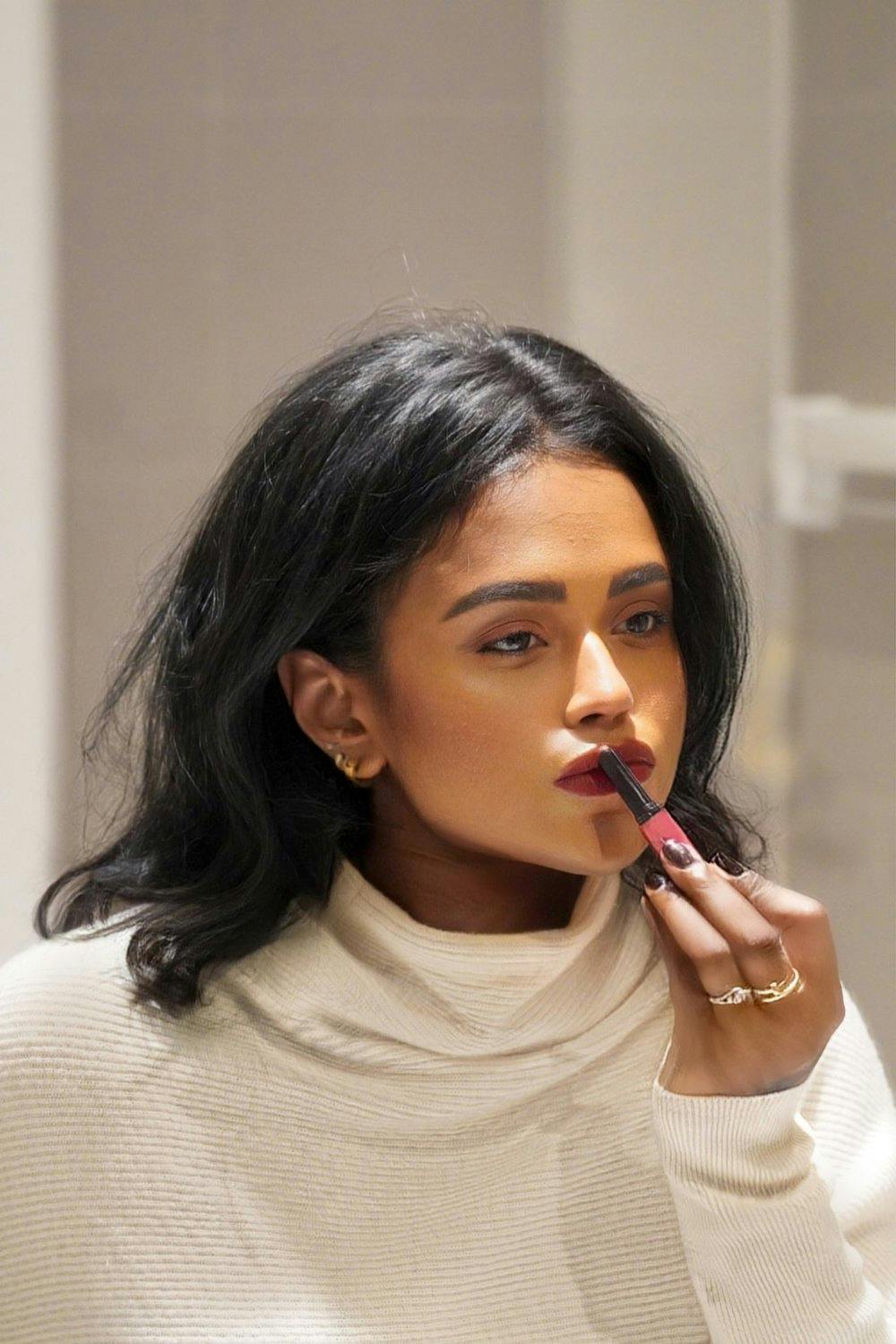 Sachini wearing new Nars Powermatte lipstick