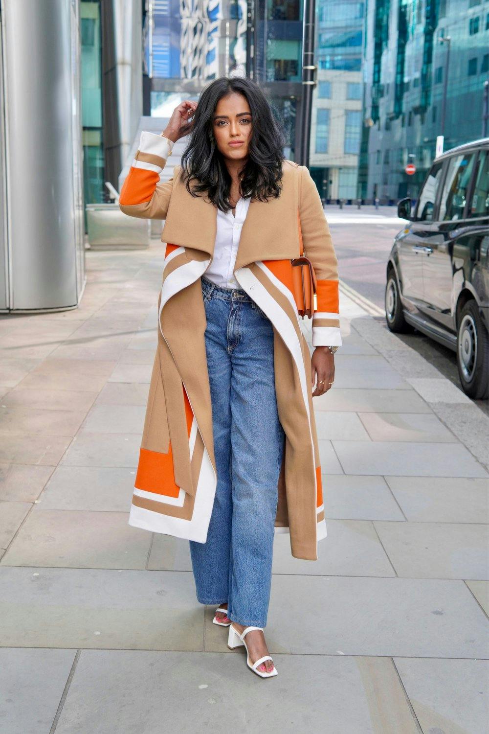 Sachini wearing a Karen Millen Coat in London