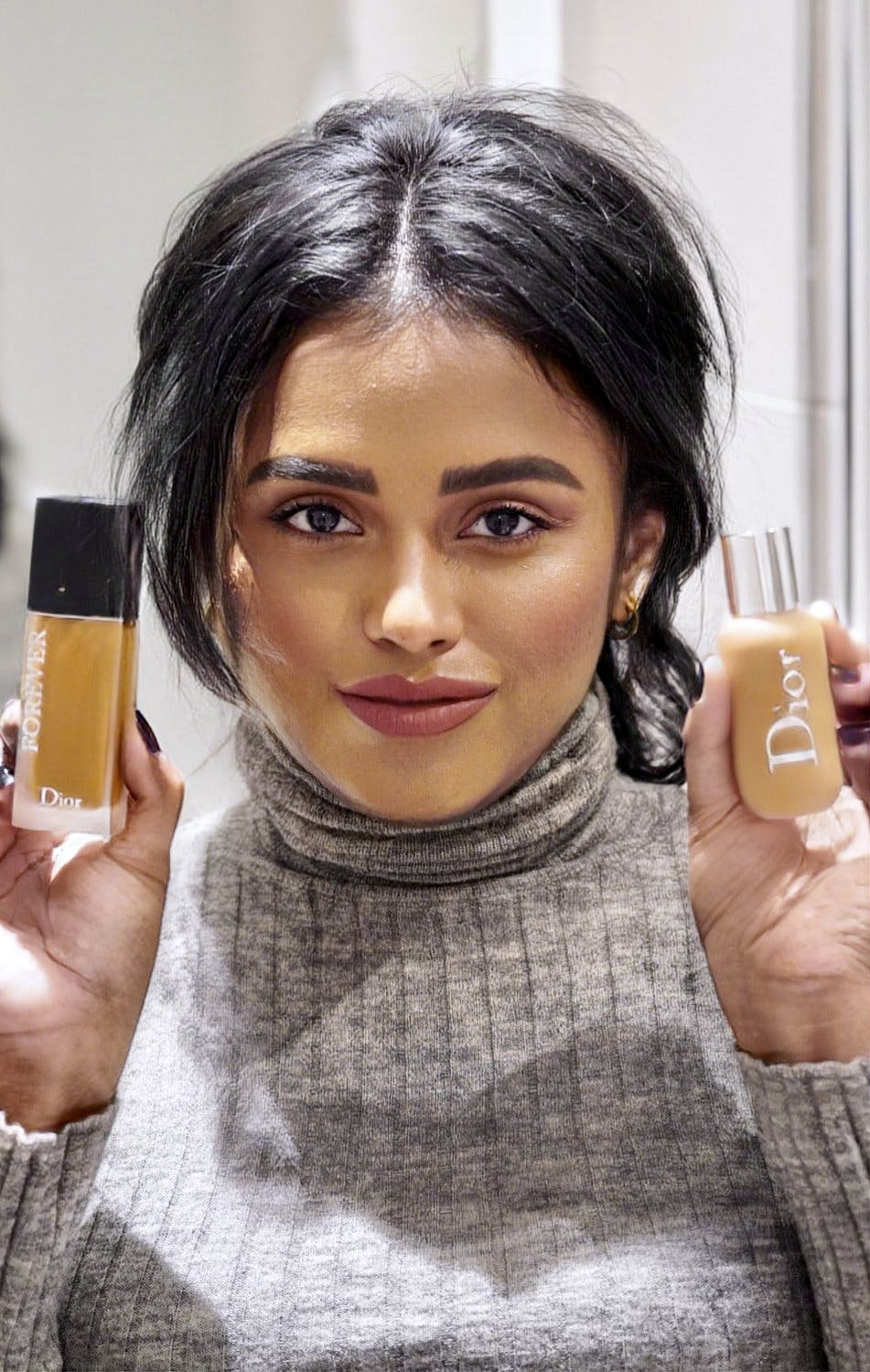 Sachini wearing Dior backstage and Dior Forever Foundations