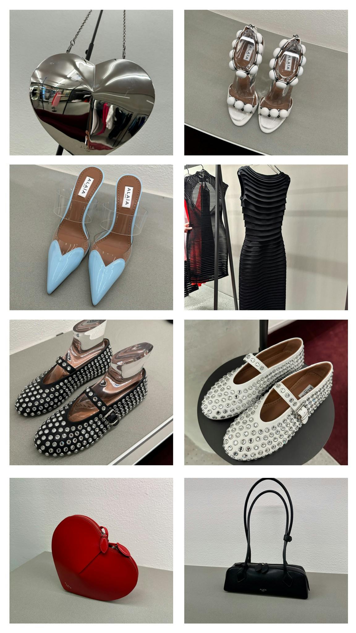 Alaia, maison alaia, heart bag, studded shoes , heels